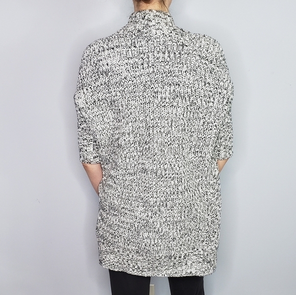 Express sweater black white stitch drape front - Picture 4 of 8